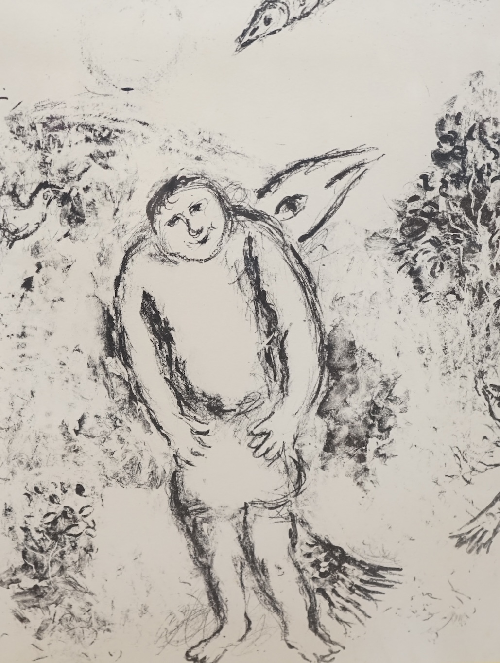 After Marc Chagall (French, 1887-1985), lithograph, 'Caliban conjoined to a huge fish', 42 x 32cm. Condition - fair to good